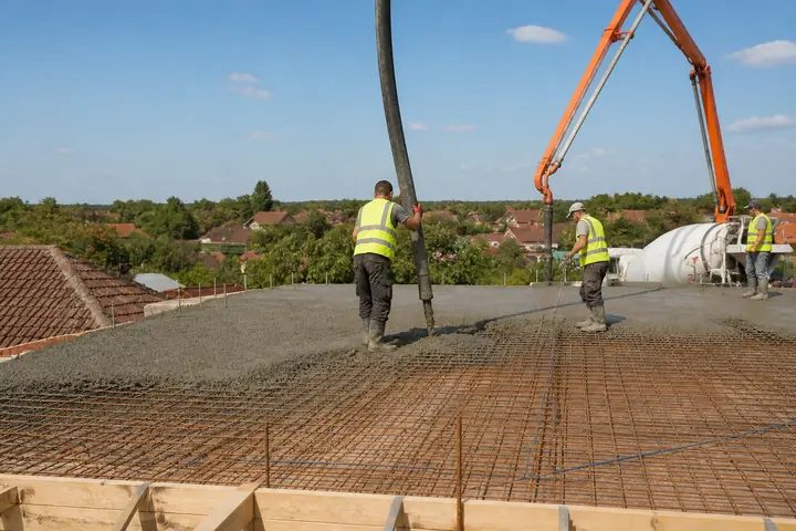 Turnare placă cu pompă de beton